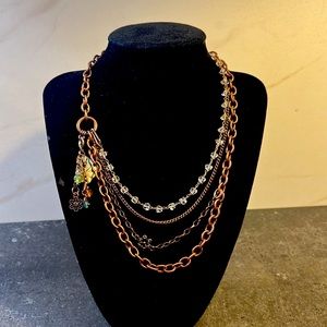 Hand crafted multi layered necklace with adjustable lobster clasp